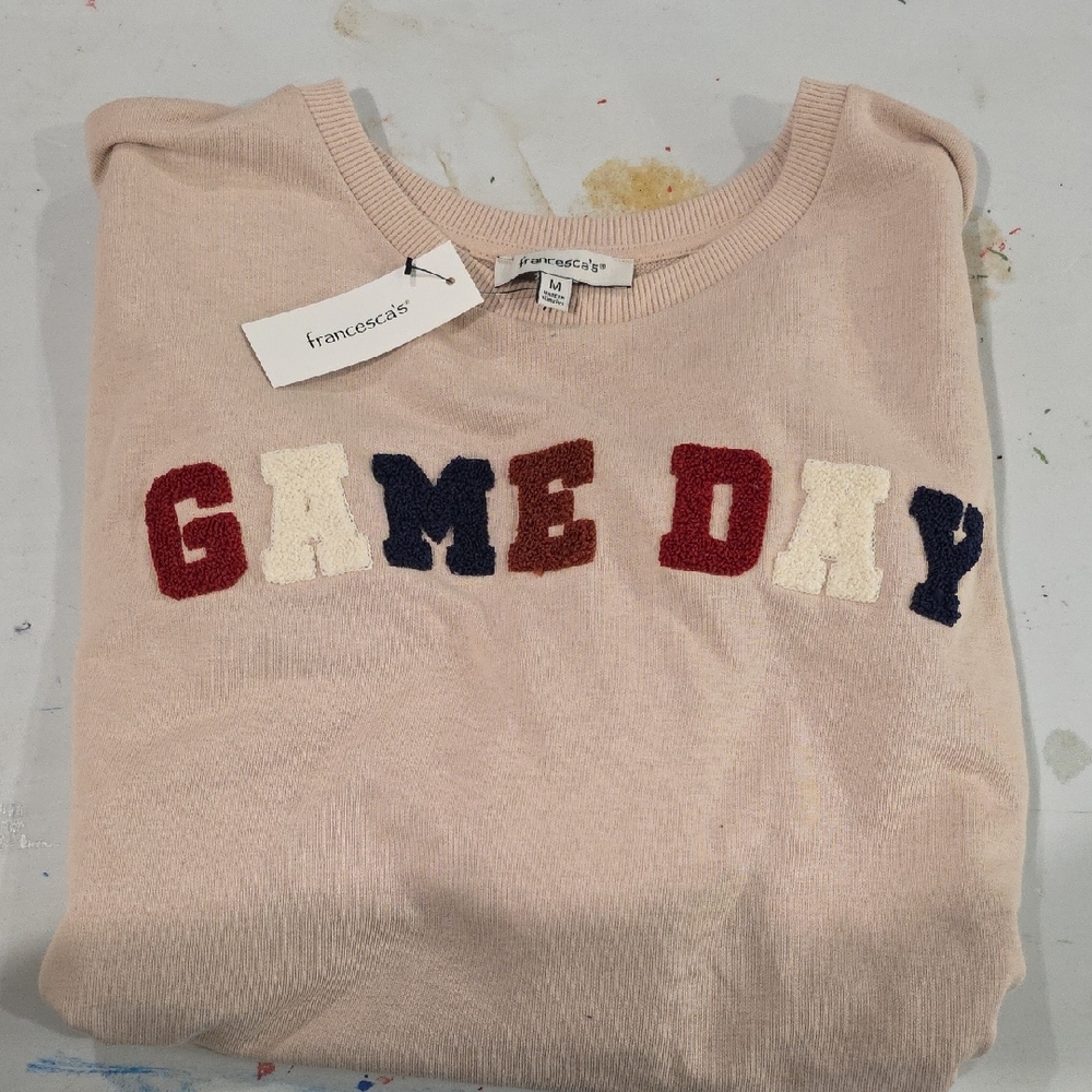 Francesca's Collections Beige 'Game Day' Sweater